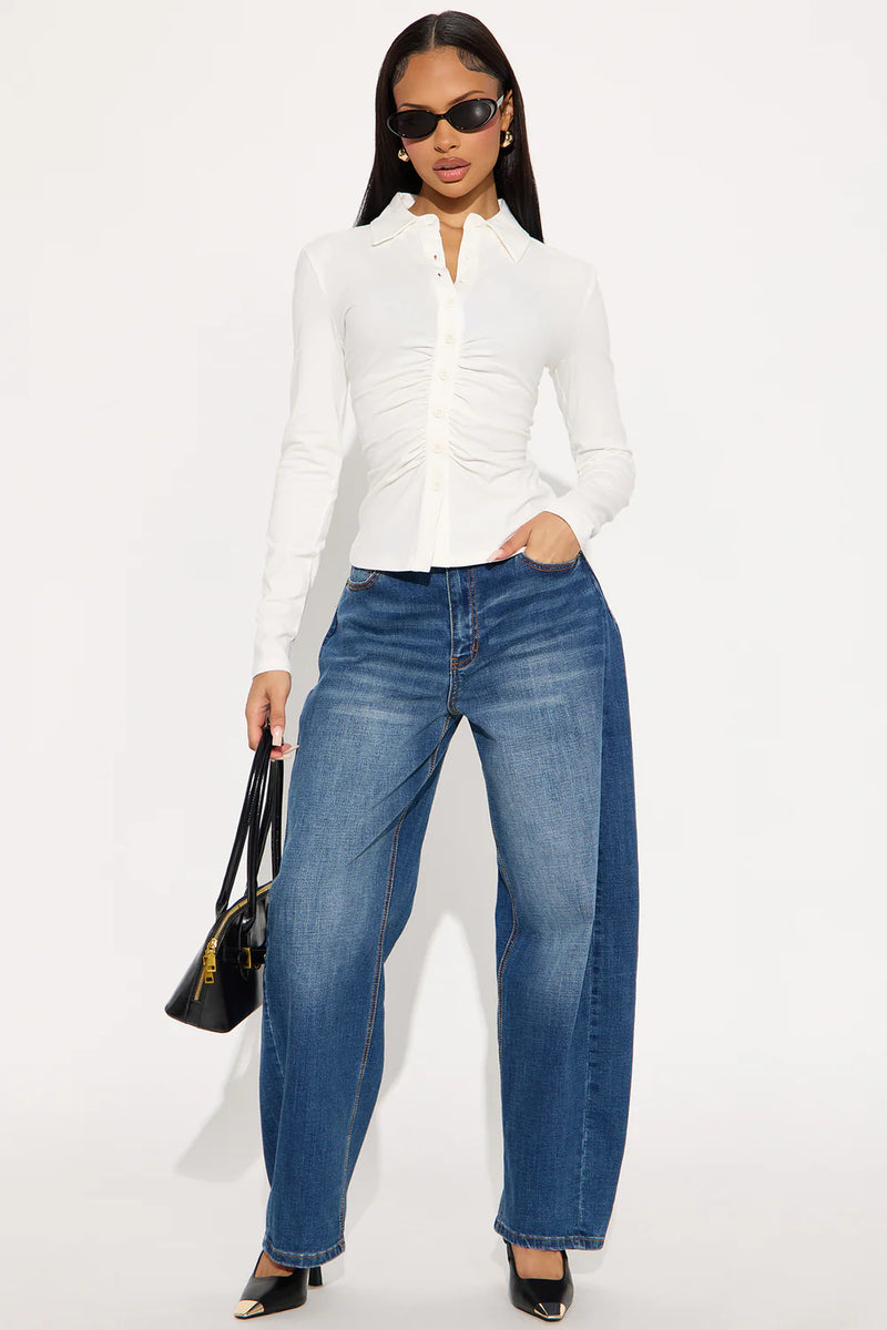 The Parisian Ruched Button-Down