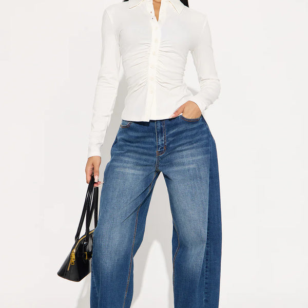 The Parisian Ruched Button-Down