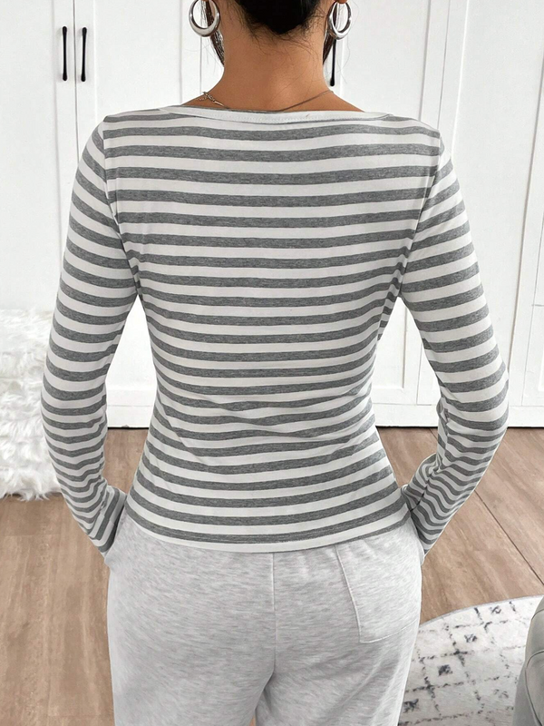 Das Malibu Gerippte Henley Langarmshirt