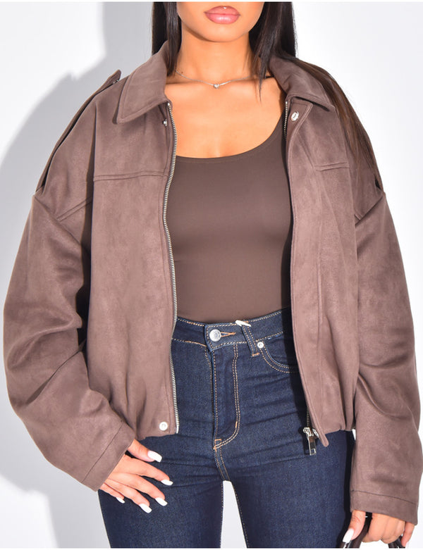 The Paris Oversized Suede Bomber